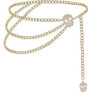 Multi Layer Waist Chain, Adjustable Skull